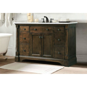 Legion Furniture WLF6036-48 48" ANTIQUE COFFEE SINK VANITY WITH CARRARA WHITE TOP AND MATCHING BACKSPLASH WITHOUT FAUCET