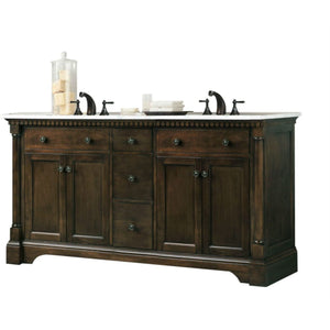 Legion Furniture WLF6036-60 60" ANTIQUE COFFEE SINK VANITY WITH CARRARA WHITE TOP AND MATCHING BACKSPLASH WITHOUT FAUCET