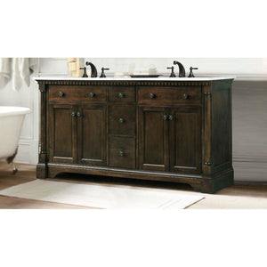 Legion Furniture WLF6036-60 60" ANTIQUE COFFEE SINK VANITY WITH CARRARA WHITE TOP AND MATCHING BACKSPLASH WITHOUT FAUCET