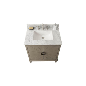 Legion Furniture WLF7040-30-AGO-CW 30" ANTIQUE GRAY OAK VANITY WITH CARRARA WHITE TOP