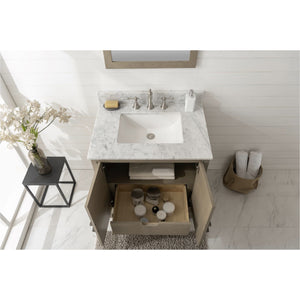 Legion Furniture WLF7040-30-AGO-CW 30" ANTIQUE GRAY OAK VANITY WITH CARRARA WHITE TOP