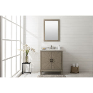 Legion Furniture WLF7040-30-AGO-CW 30" ANTIQUE GRAY OAK VANITY WITH CARRARA WHITE TOP