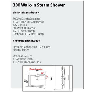 MESA WS-300 STEAM SHOWER 47" X 35" X 85"