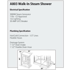 MESA 803A STEAM SHOWER 54" X 35" X 85"