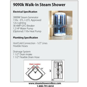 MESA 9090K STEAM SHOWER 36" X 36" X 87"