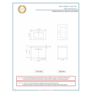 Legion Furniture WT5147-24-PVC 24" BROWN BATHROOM VANITY WITHOUT MIRROR- PVC