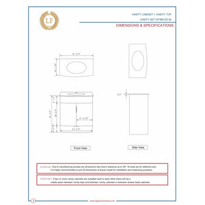 Legion Furniture WTM8130-36-W-PVC 36" WHITE BATHROOM VANITY - PVC