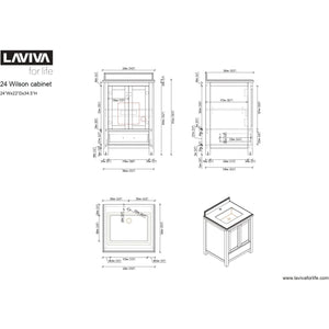 LAVIVA 313ANG-24G-BW Wilson 24 - Grey Cabinet + Black Wood Countertop