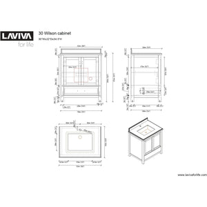 LAVIVA 313ANG-30W-BW Wilson 30 - White Cabinet + Black Wood Countertop