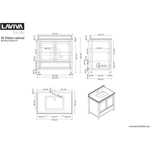 LAVIVA 313ANG-36W-BW Wilson 36 - White Cabinet + Black Wood Countertop