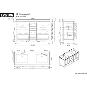 LAVIVA 313ANG-60W-BW Wilson 60 - White Cabinet + Black Wood Countertop