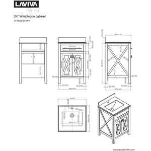 LAVIVA 313YG319-24E-WC Wimbledon - 24 - Espresso Cabinet + White Carrera Counter