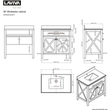 Load image into Gallery viewer, LAVIVA 313YG319-36W-WS Wimbledon - 36 - White Cabinet + White Stripes Counter