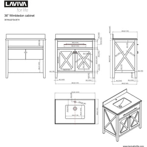 LAVIVA 313YG319-36E-WC Wimbledon - 36 - Espresso Cabinet + White Carrera Counter