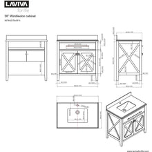 Load image into Gallery viewer, LAVIVA 313YG319-36E-WS Wimbledon - 36 - Espresso Cabinet + White Stripes Counter