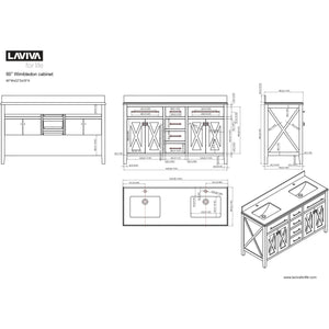 LAVIVA 313YG319-60W-BW Wimbledon - 60 - White Cabinet + Black Wood Counter