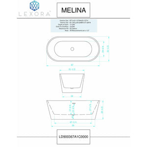 Lexora LD901167A1C0000 Vinter 67" Free Standing Acrylic Bathtub w/ Chrome Drain